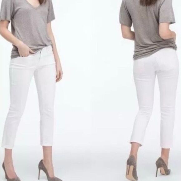 AG Adriano Goldshmied the stilt cigarette crop white jeans 26 - Picture 1 of 11